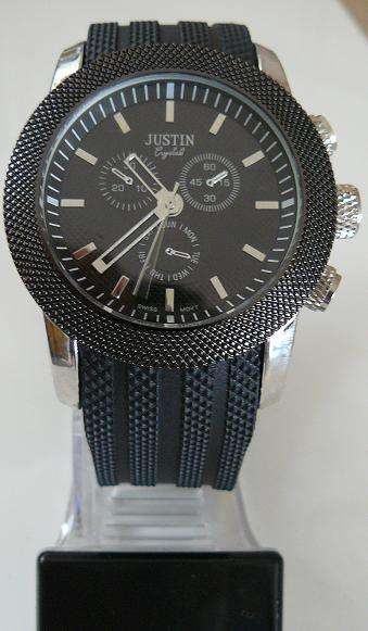 JUSTIN WATCH WITH BLACK SILICONE STRAP