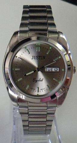 SILVER JUSTIN WATCH WITH DATE DISPLAY