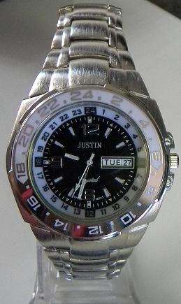 SILVER  JUSTIN WATCH WITH DATE DISPLAY