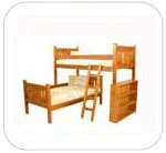 Pine Bunk Bed with Bookshelf