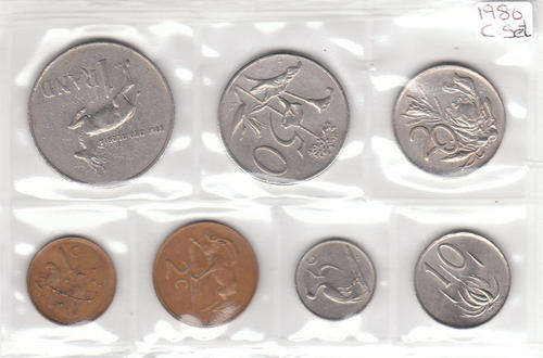 (VERY LOW MINTAGE)1986 Curcilated coins Sealed in mint pack 1c to R1