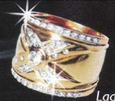 EXCLUSIVE IMPORTED AKI DESIGNER FUSED  18ct  GOLD DIAMANTE RING