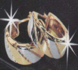 START VALENTINES SHOPPING ! EXCLUSIVE IMPORTED AKI DESIGNER FUSED TWO TONE 18ct  GOLD EARRINGS