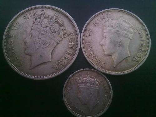 1937 Rhodesian coins 1x half crown 1x two shillings 1x 6d ( all 92.5% silver )