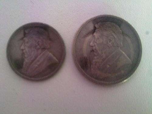 Z A R 1896 2 shillings and 1894 1 shilling ( Trench art )