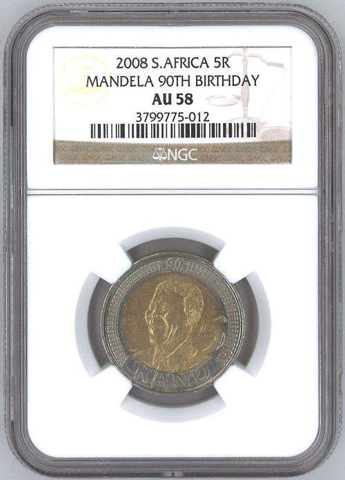 2008 R5 Mandela Birthday coin - NGC AU58
