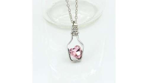 Light Pink Crystal Heart Pendant Necklace