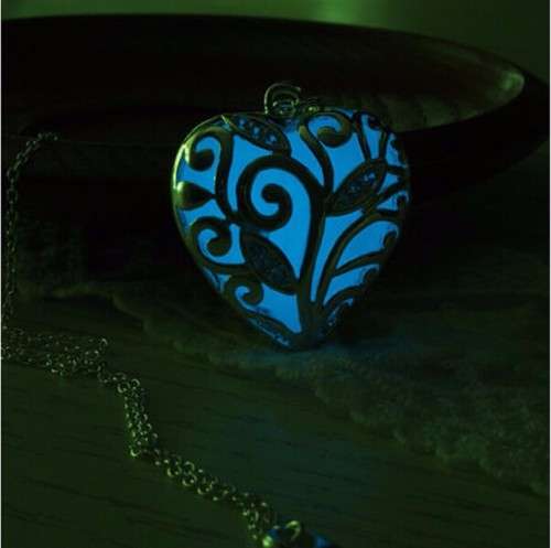 Glow-In-The-Dark Heart Pendant on Chain (Deep Blue)