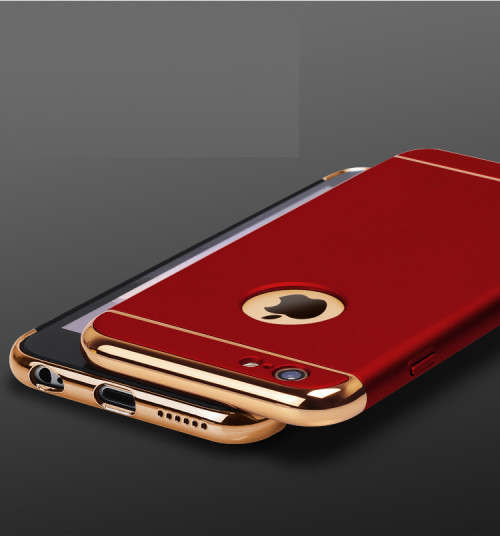 Luxury Metallic Finish Cover Case For iPhone (Red)