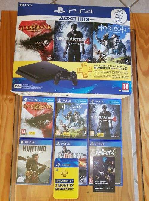 PLAYSTATION 4, 500GB WITH 6 GAMES, LIKE NEW