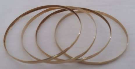 4x 9Ct Gold 4mm Bangle