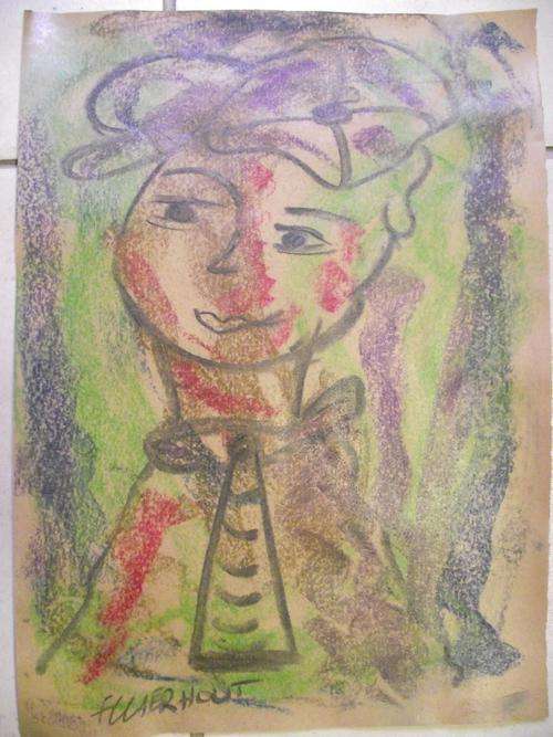 An original Claerhout on thick brown paper 42x29cm Boy dressed for church Weekend special R1 start