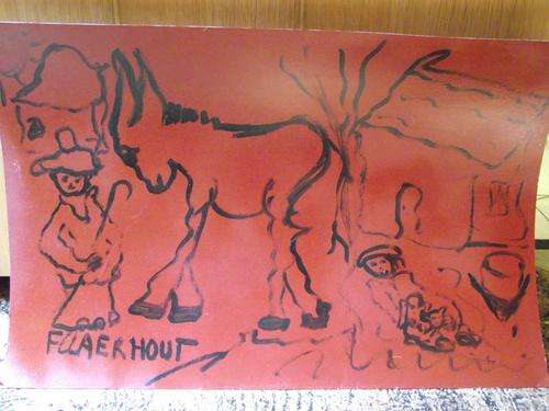 Claerhout "Unique" Donkey on red cardboard