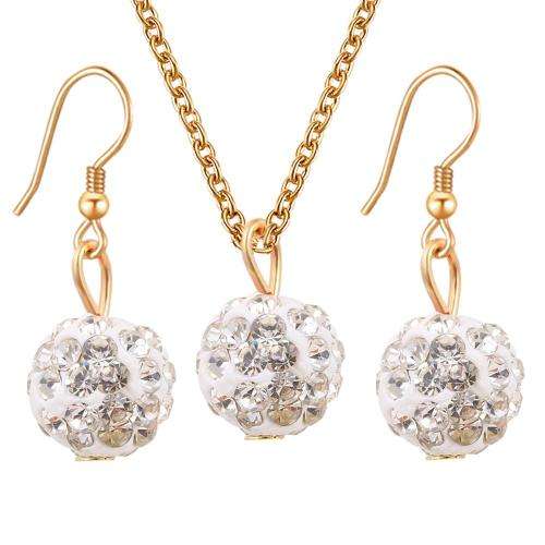 WHITE COLOUR CRYSTAL BALL NECKLACE SETS
