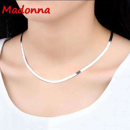 "UNISEX" SILVER PLATED  SNAKE CHAIN SHORT NECKLACE 18 CM LONG