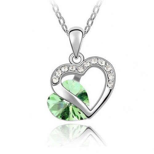 ROMANTIC CRYSTAL HEART NECKLACE WITH CHAIN