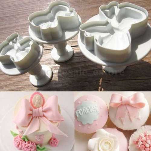3PCS BOW TIE SUGAR CRAFT ICING PLUNGER SET