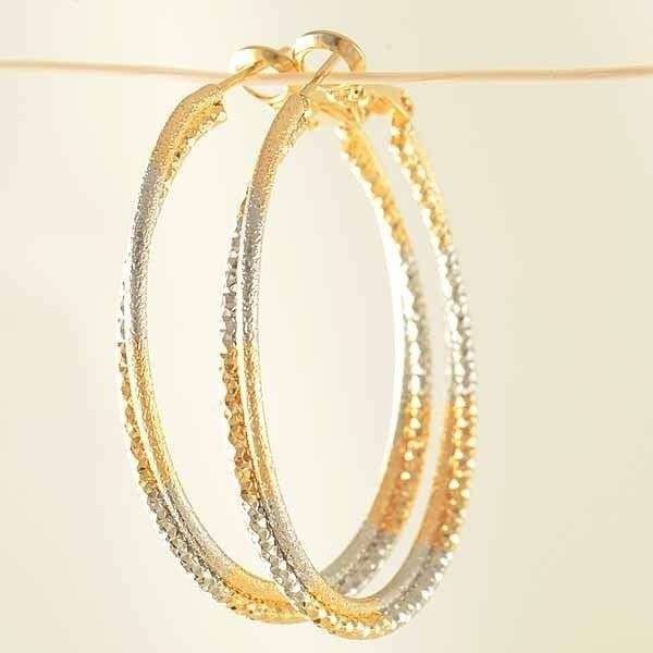 BEATUFUL 9K WHITE GOLD FILLED CUBIC ZIRCON HOOP EARRINGS
