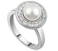 FRESHWATER DESIGNER NICKEL FREE  WHITE GOLD PL ALLOY RING SIZE 7