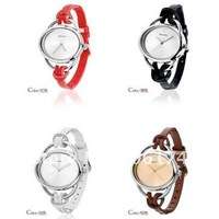 FASHION JOKER SLIM LADY'S LEATHER WEAVE BRACELET WATCH IN DIFFERENT COLORS