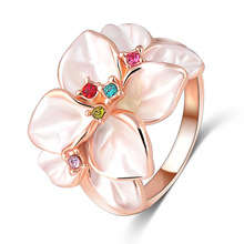 ROSE GP SWA ELEMENT AUSTRALIAN CRYSTALS ENAMEL FLOWER RING SIZE 19