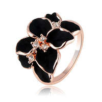ROSE GP SWA ELEMENT AUSTRALIAN CRYSTALS ENAMEL BLACK FLOWER RING SIZE 8