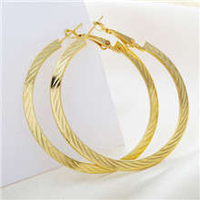 GOLD PL WIDE CIRCLE WOMEN HOOP CONTROL LEVER EAR RINGS 55mm WIDTH