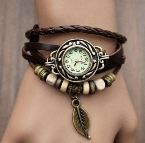 WOMENS REAL LEATHER WATCH, CHARMS MAY DIFFER