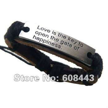 LOVE IS THE KEY TO THE GATE OF HAPPINESS, LEATHER BRACELET, UNISEX.