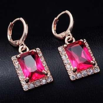 18 KT ROSE GOLD PLATED  CUBIC ZIRCONIA DROP EAR RINGS
