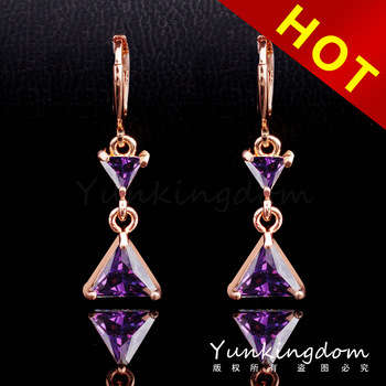 18 KT ROSE GOLD PLATED CUBIC ZIRCONIA EAR RINGS