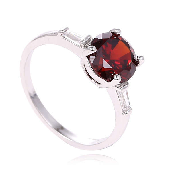FINE 925 SILVER PLATED CUBIC ZIRCONIA BURNED ORANGE COLOR GLITTER PARTY RING SIZE 6.5