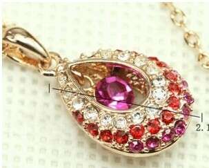 14 KT  GOLD PLATED ANGEL CRYSTAL TEARDOP NECKLACE