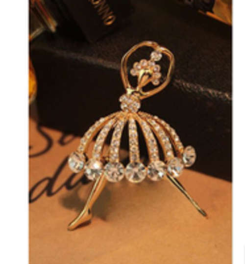 FASHION ALLOY WITH RHINE STONE DANCING GIRL BROOCH