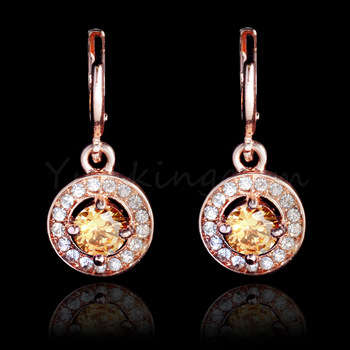 18 KT ROSE GOLD PLATED  CUBIC ZIRCONIA DROP EAR RINGS