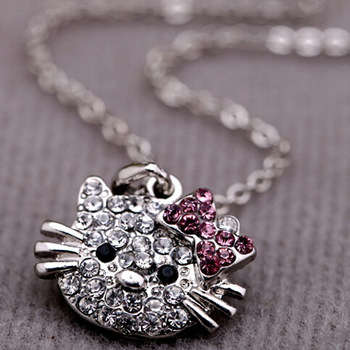 HELLO KITTY SILVER ALLOY NECKLACE WITH CHAIN