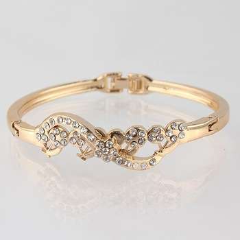 NEW 18 KT YELLOW GOLD BRACELET WITH AUSTRALIAN CRYSTALS