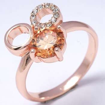 18 KT ROSE GOLD PLATED CUBIC ZIRCONIA RING SIZE 9