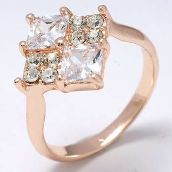 18 KT ROSE GOLD PLATED CUBIC ZIRCONIA RING SIZE 9