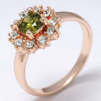 18 KT ROSE GOLD PLATED CUBIC ZIRCONIA RING SIZE 9