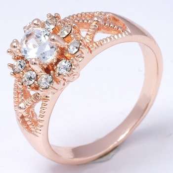 18 KT ROSE GOLD PLATED CUBIC ZIRCONIA RING SIZE 11
