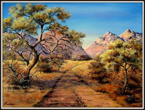 " Road Thru the Bushveld " Original signed acrylic by Reel Fincham