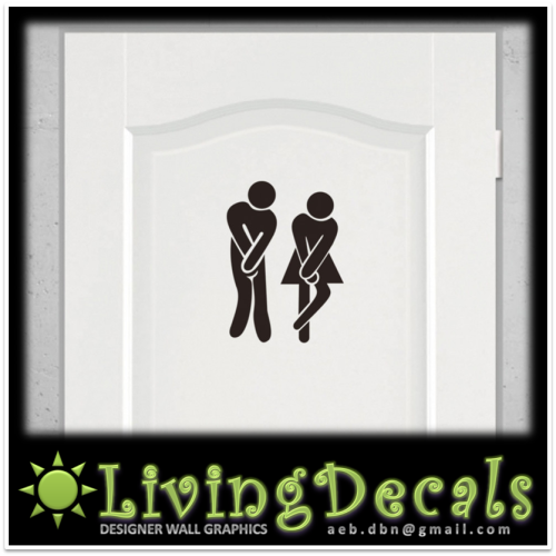 Vinyl Decals Wall Art Stickers - Toilet Door Sign Set (MEDIUM)