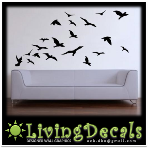 Vinyl Decals Wall Art Stickers - 20 Lifesize Abstract Birds
