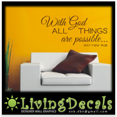 Vinyl Decals Wall Art Stickers - Christian Inspirational - Matthew 19:26