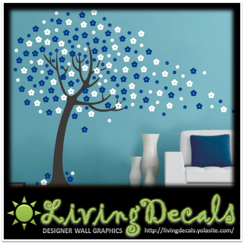 Vinyl Decals Wall Art Stickers - Large Abstract Floral Tree
