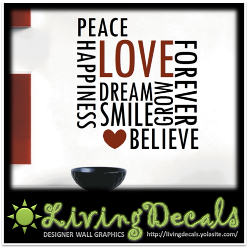 Vinyl Decals Wall Art Stickers - Inspirational Peace Love