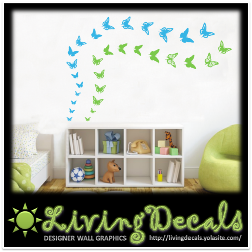 Vinyl Decals Wall Art Stickers - 30 Lifesize Abstract Butterflies