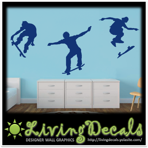 Vinyl Decals Wall Art Stickers - Skateboarder Set