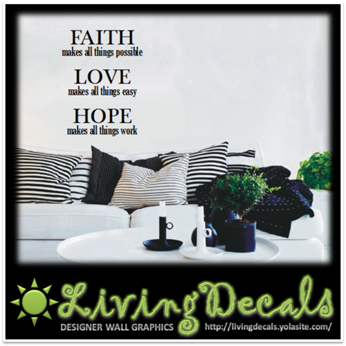Vinyl Decals Wall Art Stickers - Faith Love Hope